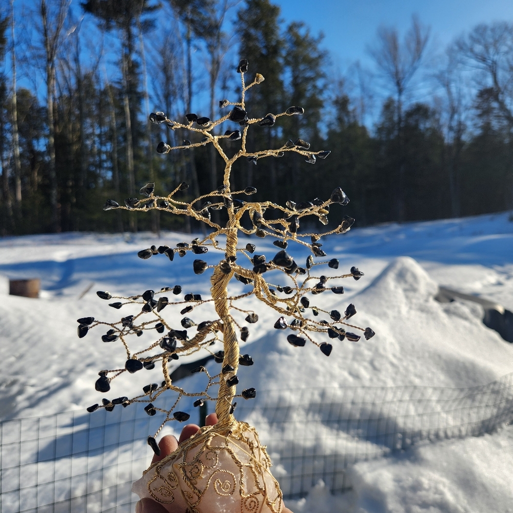 Gold Wire Gemstone Tree Sculpture - Picture 8 of 8